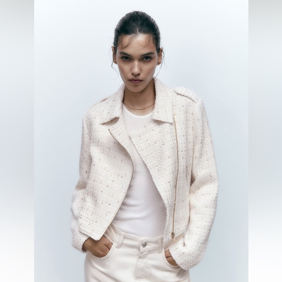 NWT ZARA ZIPPERED TEXTURED JACKET SIZE XL NWT - Picture 6 of 9